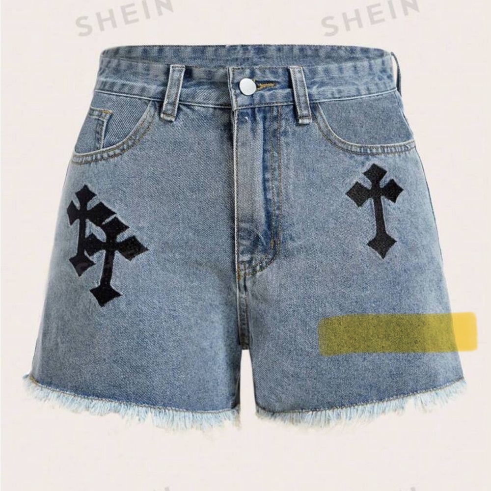 Denim Shorts with Crosses